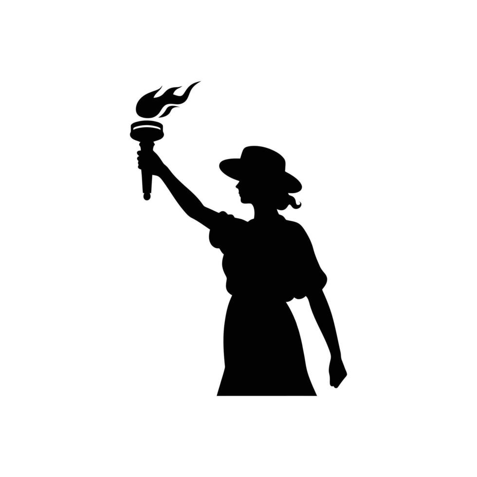 Female Figure with Torch Silhouette - Inspiring Symbol of Leadership and Strength vector