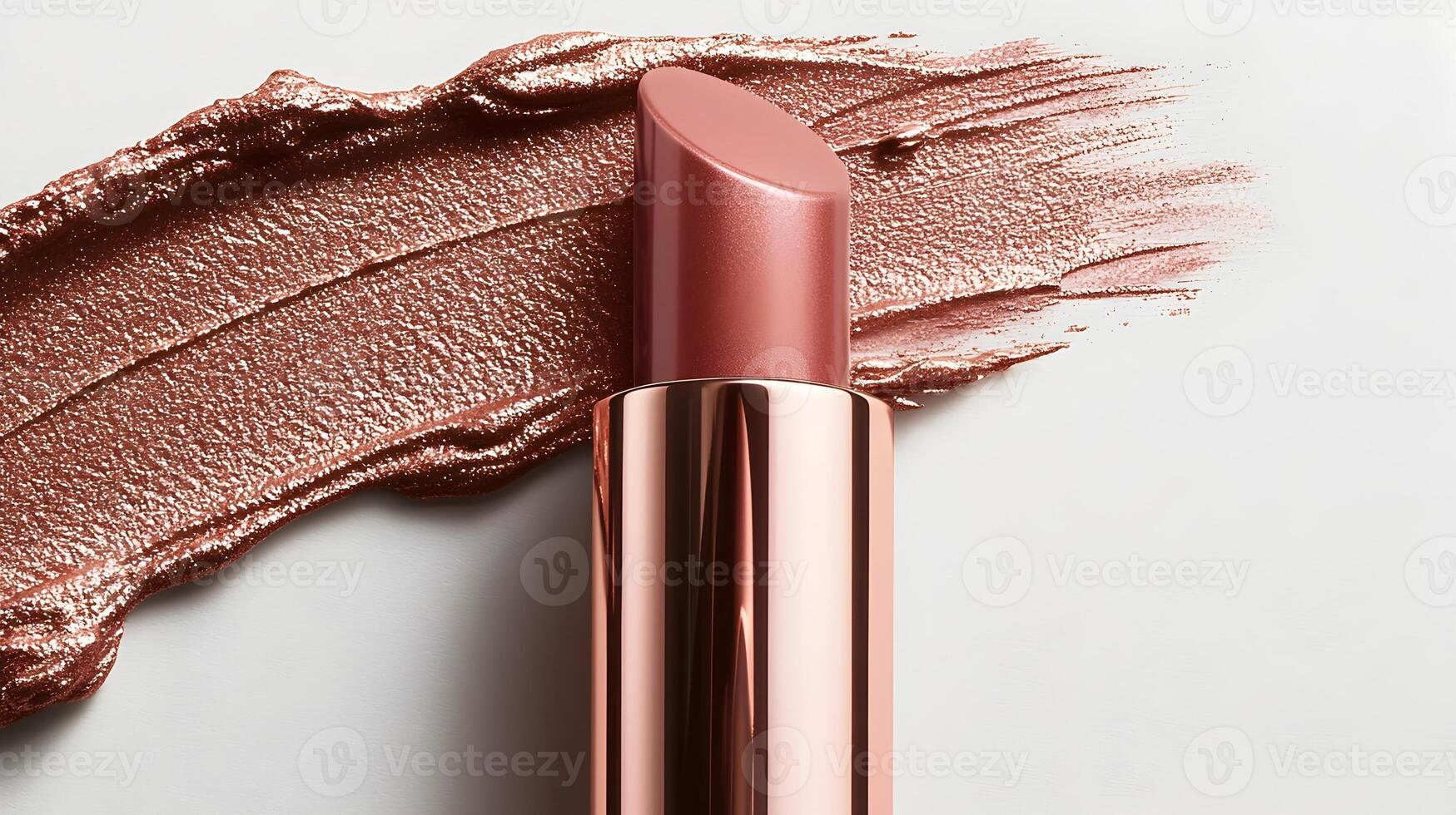 Vibrant Rose Gold Lipstick Tube with Captivating Texture and Realism photo