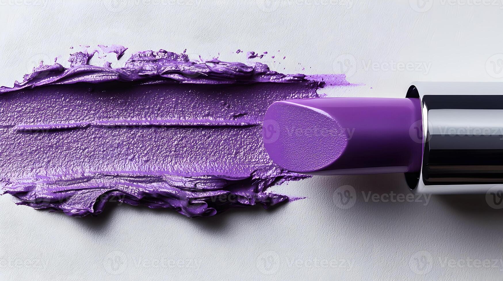 Vibrant Lavender Lipstick Tube with Visible Texture and Smeared Makeup photo