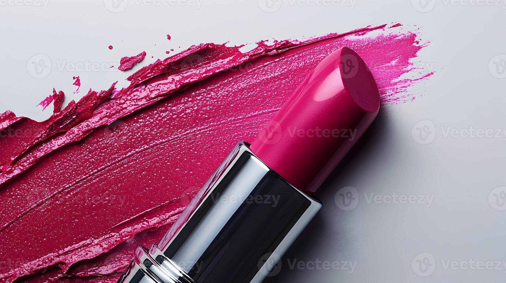 Captivating Pink Lipstick Tube with Revealing Textures and Shadows on White Background photo