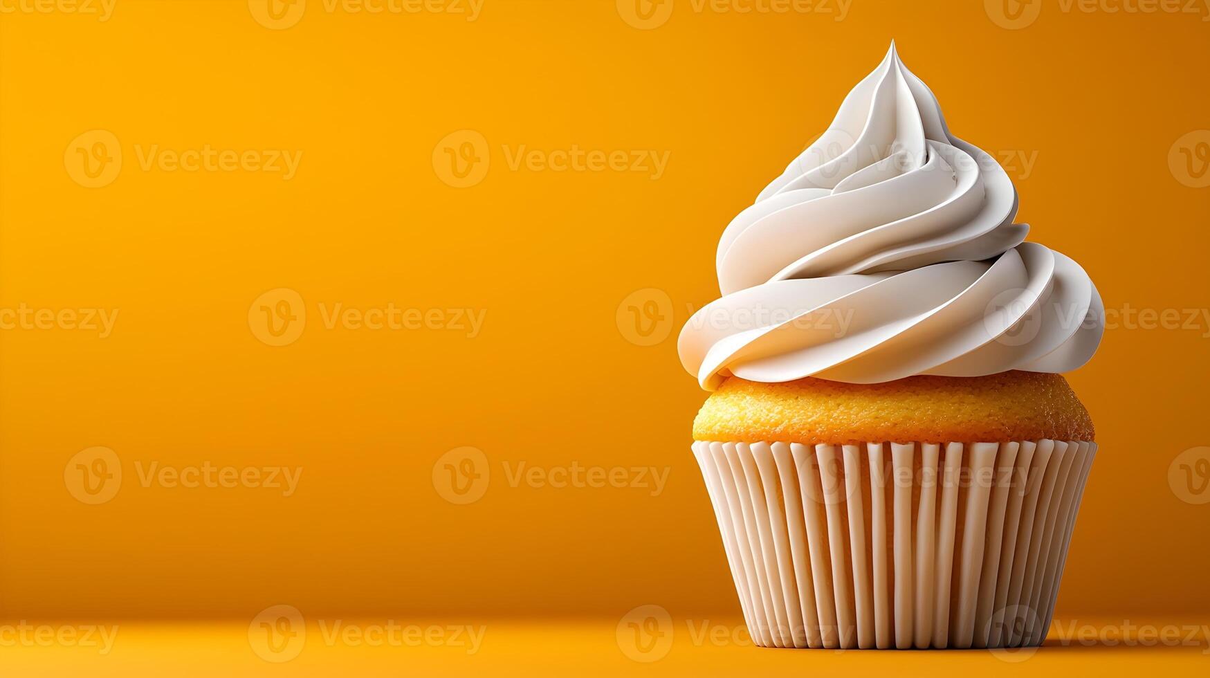 Exquisite 3D Cupcake with Delicate Frosting on Soft Neutral Background Symbolizing Bakery photo