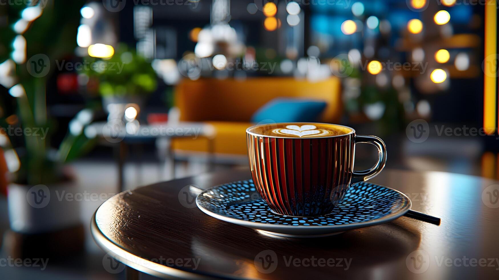 Peaceful Coffee Break at a Cozy 3D Caf Table with Soft Lighting photo