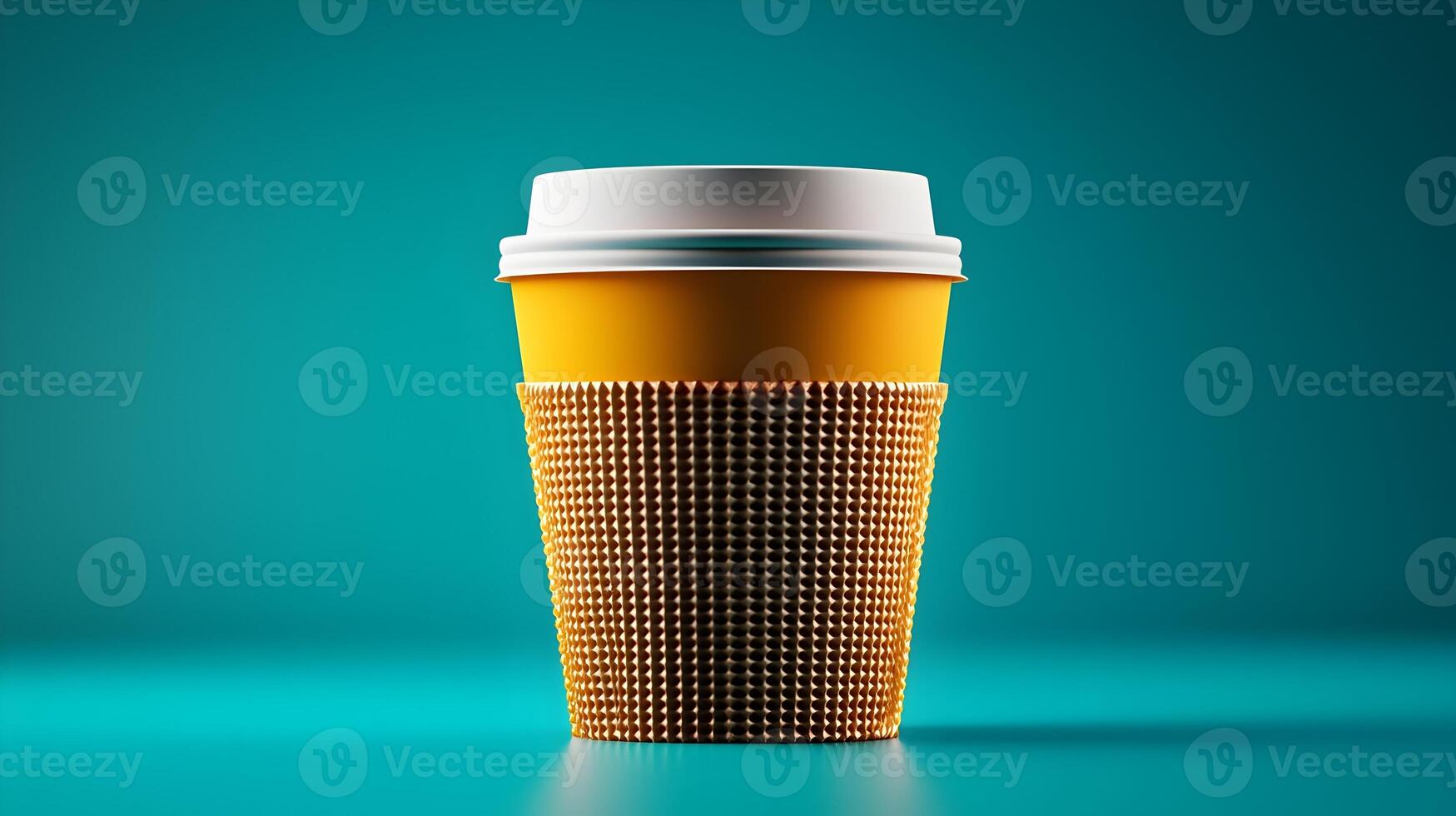 Elegant 3D Coffee Cup on Soft Gradient Background Symbolizing Refined Cafe Experience photo