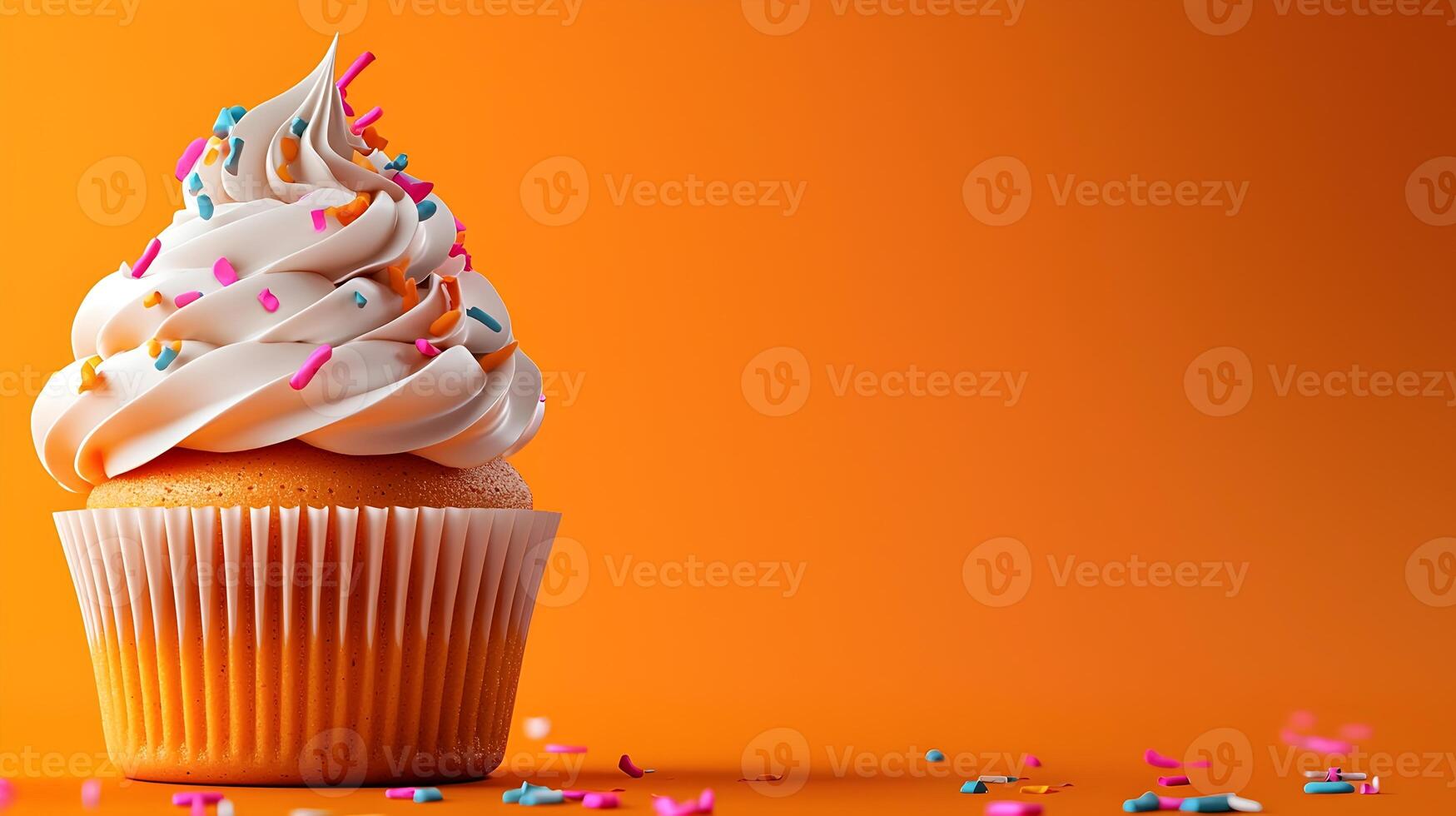 Elegant 3D Cupcake with Delicate Frosting on Soft Neutral Background Symbolizing Bakery Craftsmanship photo