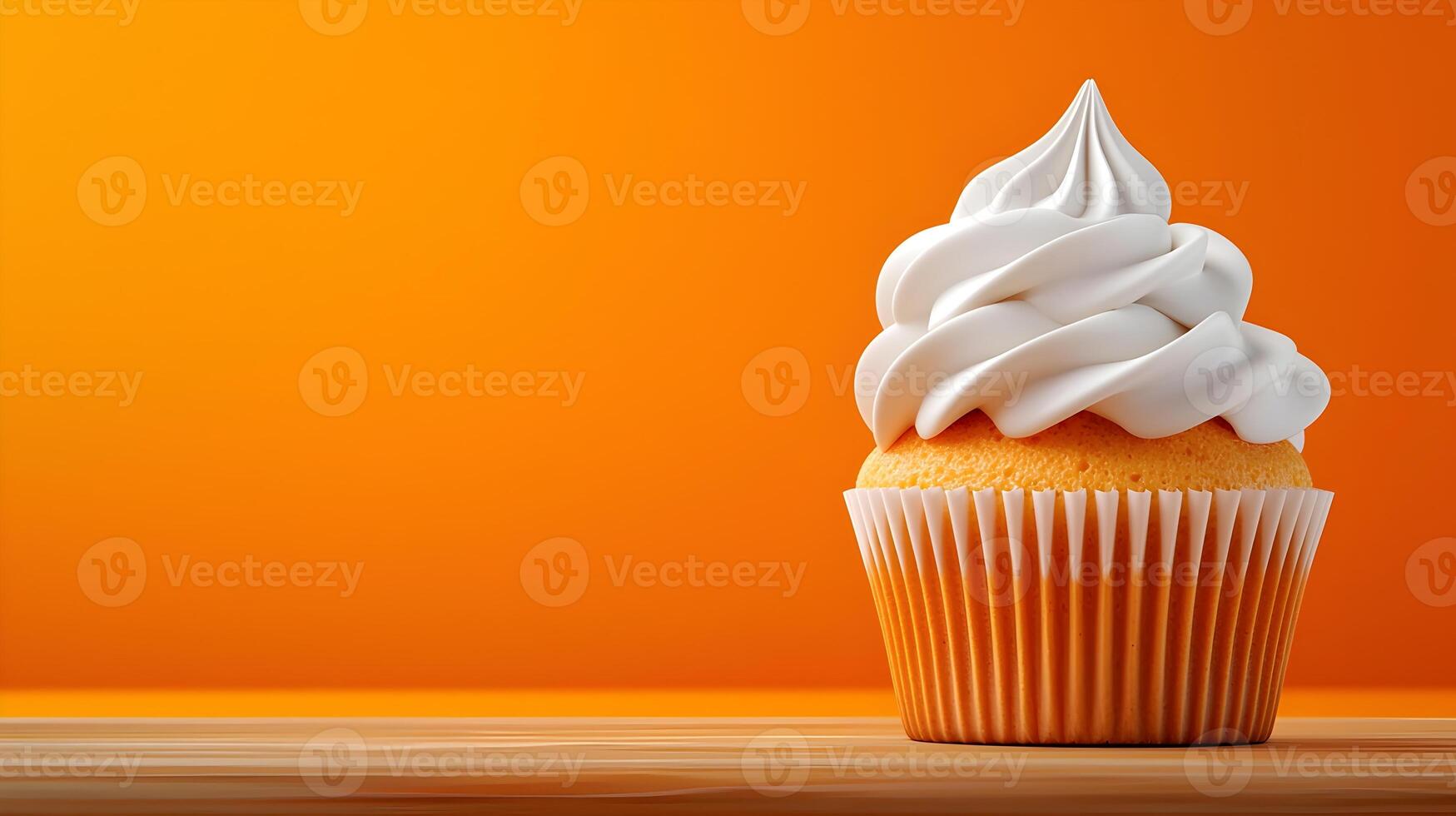 Delicately Crafted 3D Cupcake with Creamy Frosting on Soft Neutral Background Symbolizing Bakery and Indulgence photo