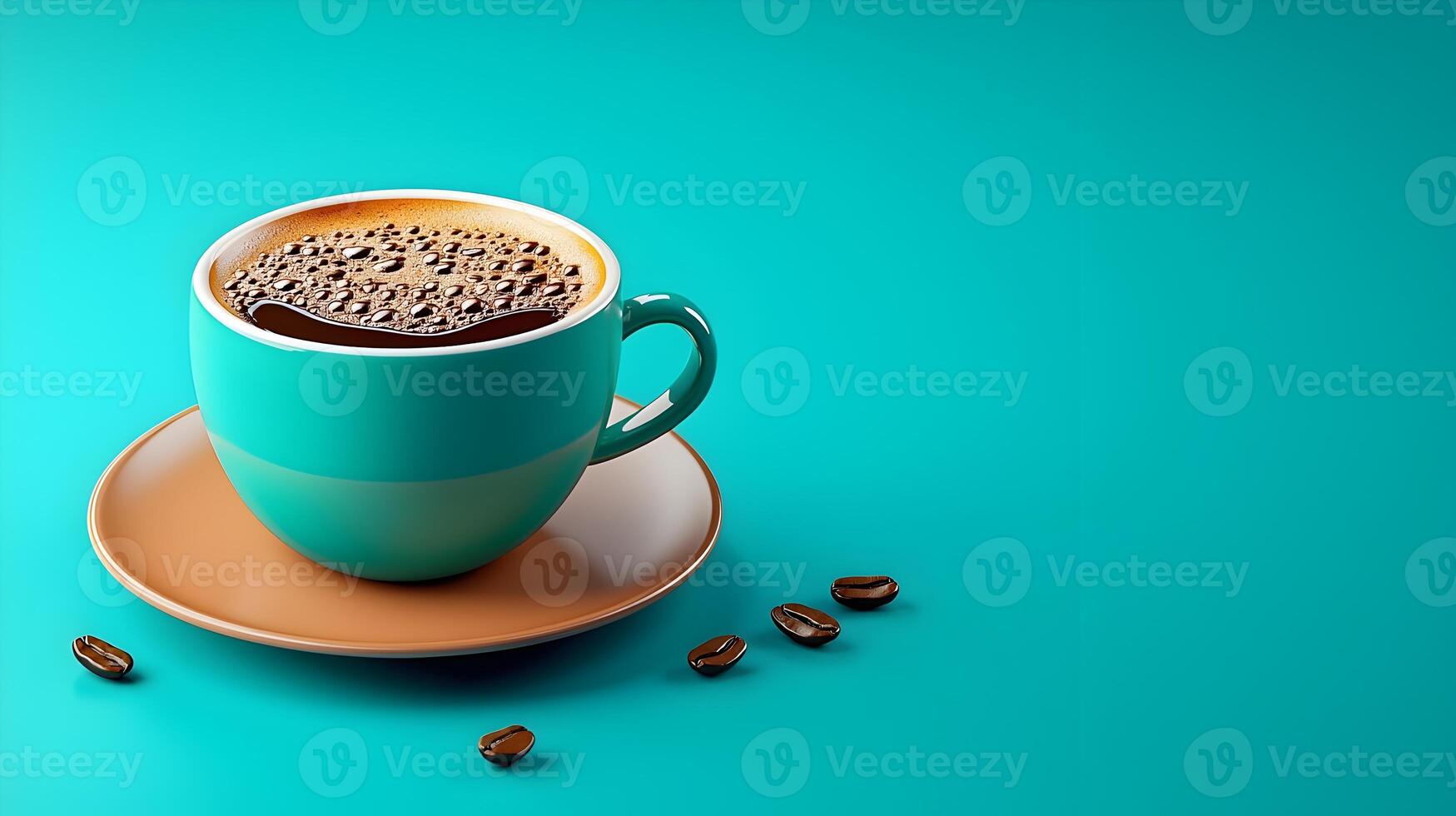 Elegant 3D Coffee Cup on Soft Gradient Background for Stylish Coffee Experience photo