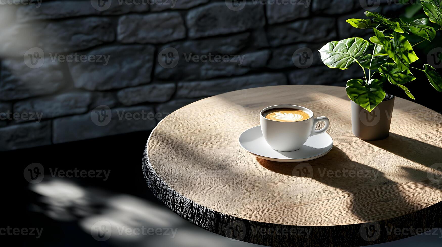 Peaceful Coffee Break with Soft Lighting on 3D Caf Table photo
