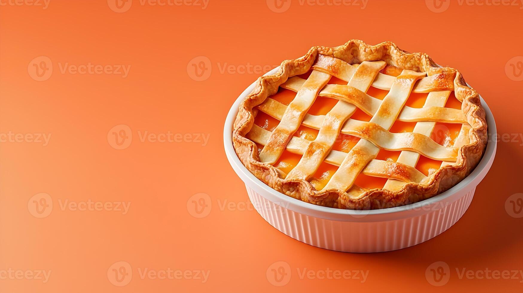 Temptingly Crafted 3D Pie with Golden Crust on Soft Neutral Background photo