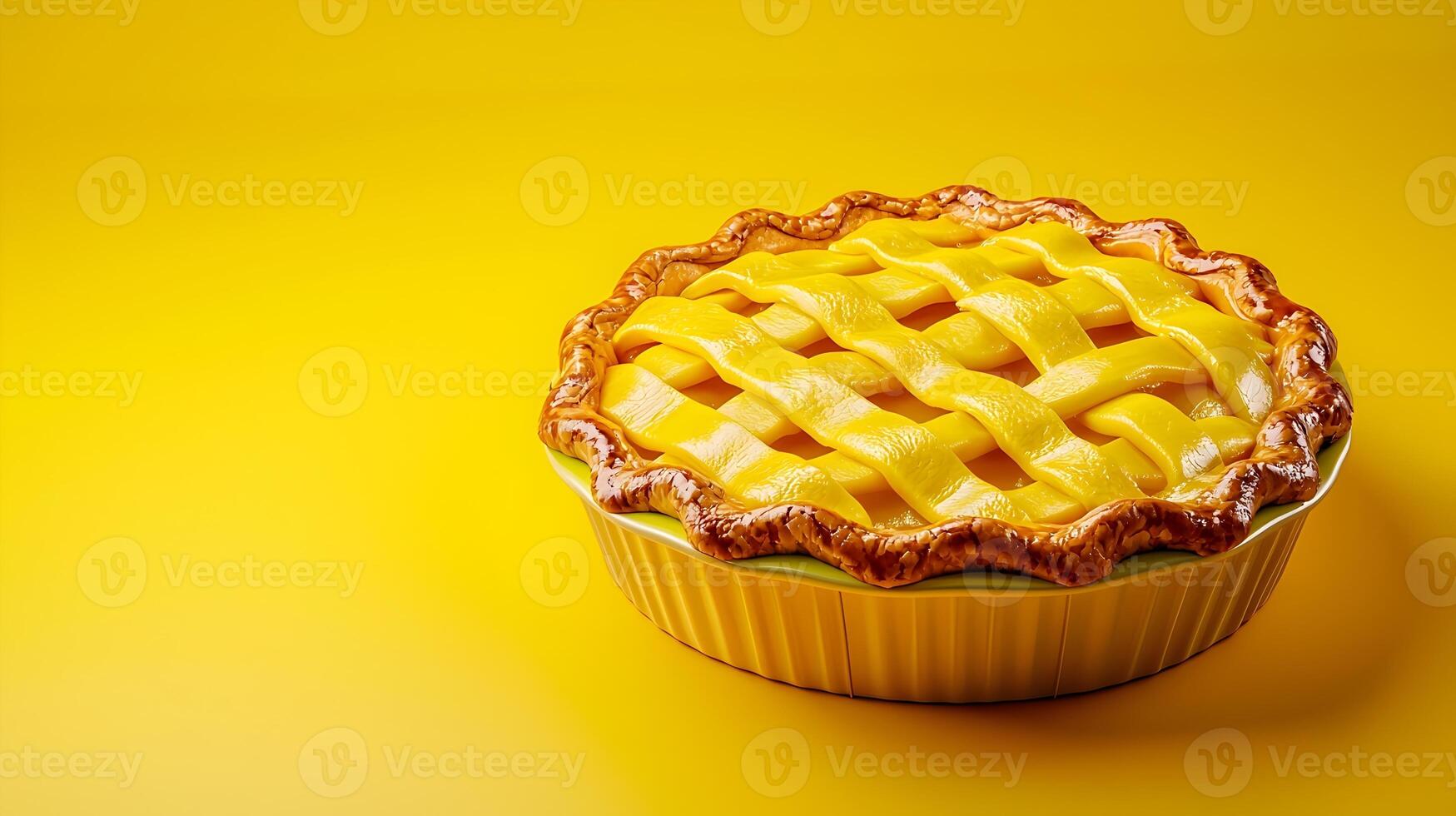 Mouthwatering 3D Pie with Golden Crust on Soft Neutral Background photo