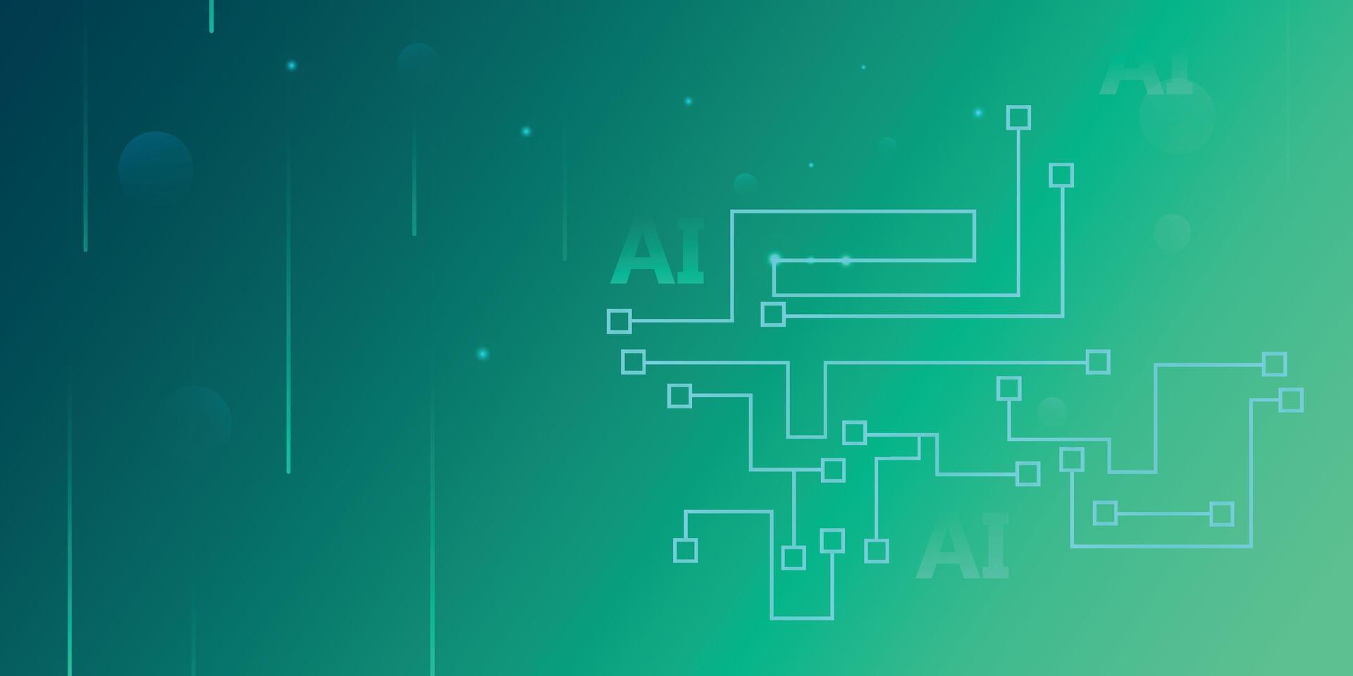 Technology AI circuit banner. Digital abstract tech background, big data, blue futuristic motherboard, electronic cyber lines. Innovation concept. Nano illustration vector
