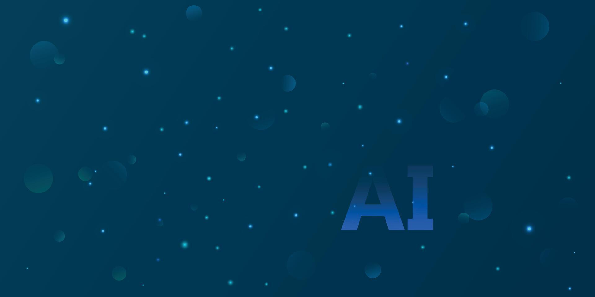 Technology AI circuit banner. Digital abstract tech background, big data, blue futuristic motherboard, green cyber lines. Innovation concept. Nano illustration vector