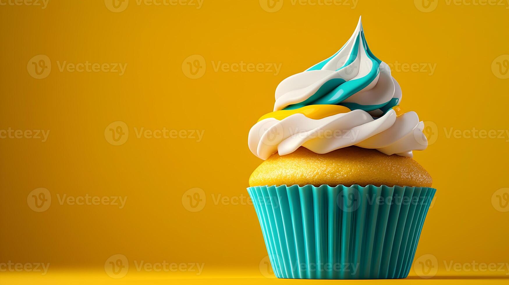 Exquisitely Crafted 3D Cupcake with Delicate Frosting on Neutral Background Showcasing Bakery photo