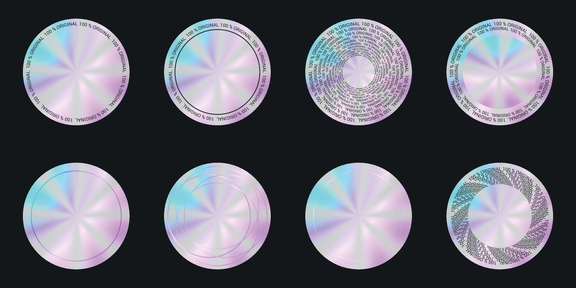 Holographic stickers set for tags, label, sale. Hologram Pack gradient shapes. illustration vector