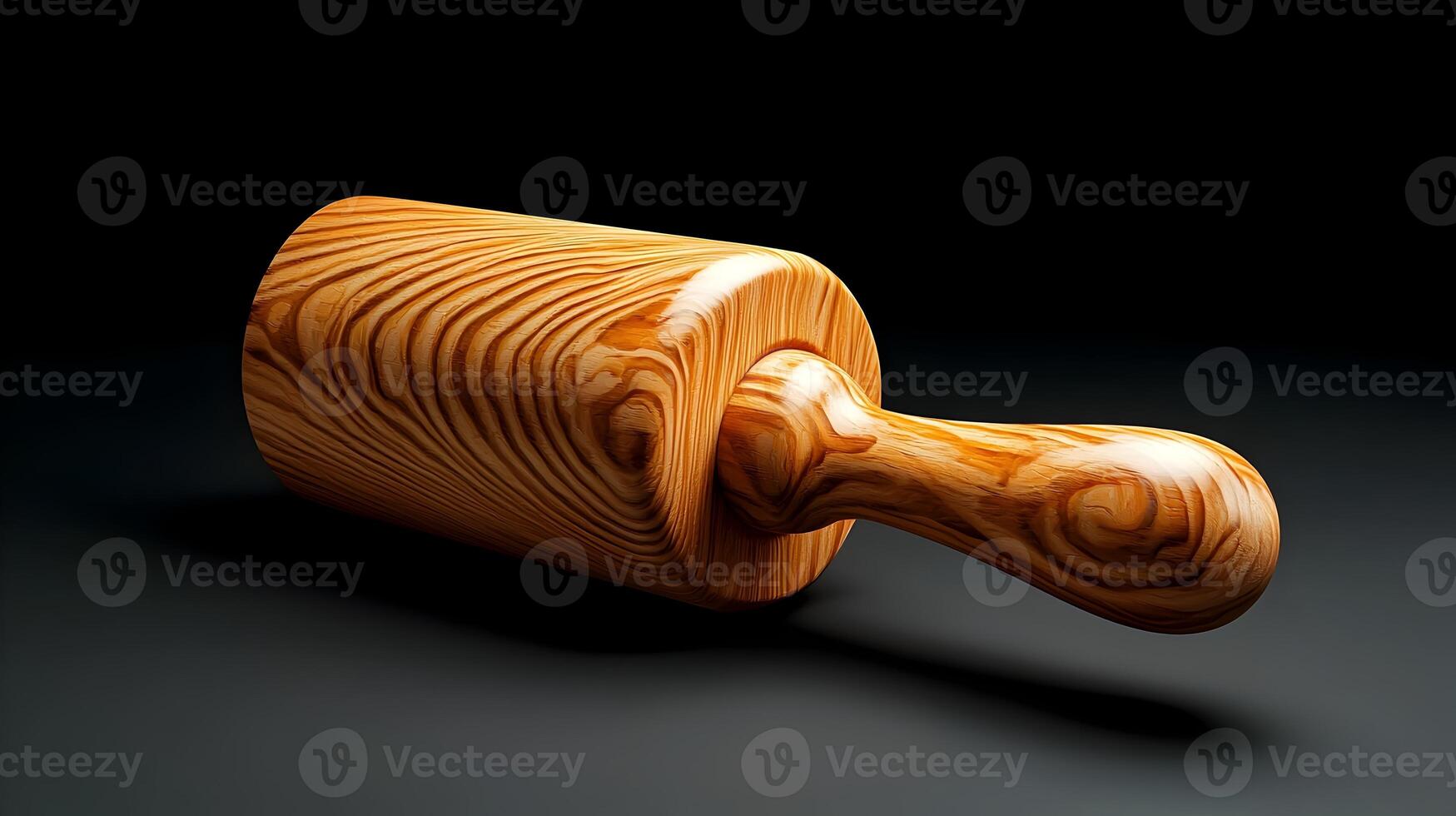 3D Soft Lit Rolling Pin Representing Professional Baking Tools and Cuisine photo