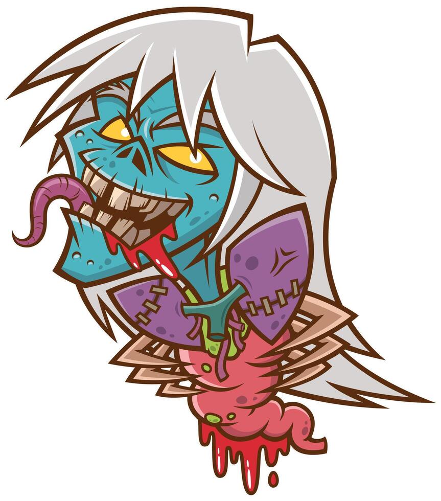 Cartoon Zombie no body, Krasue vector