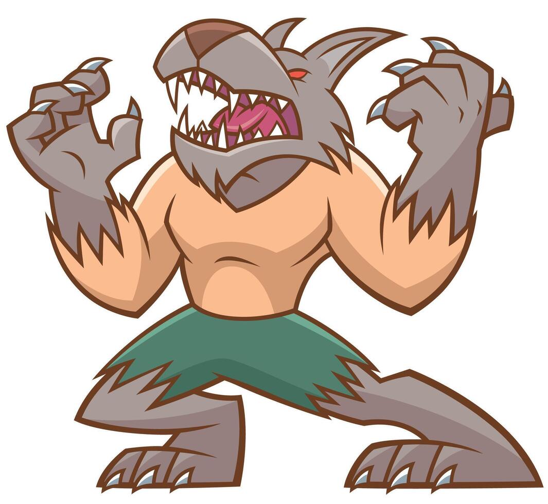 Halloween werewolf cartoon vector