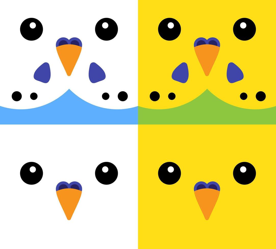 Flat parrot faces vector