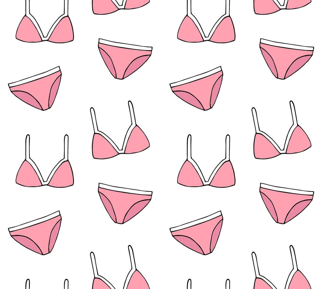 Seamless pattern of sketch female swim suit vector