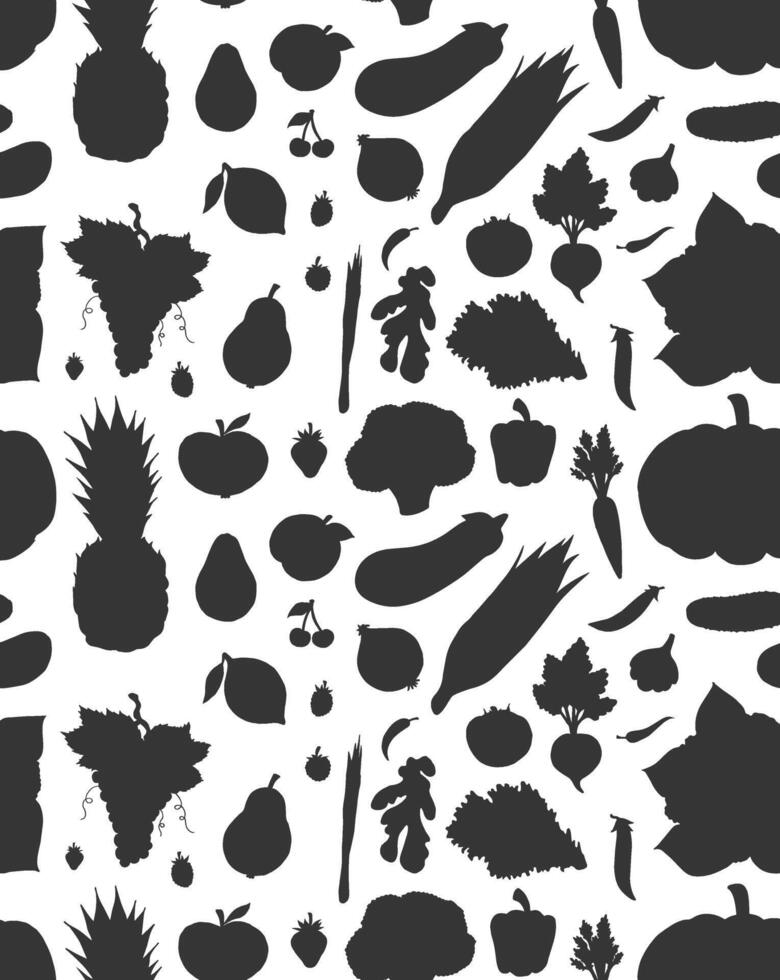 Seamless pattern of fruit and vegetables vector