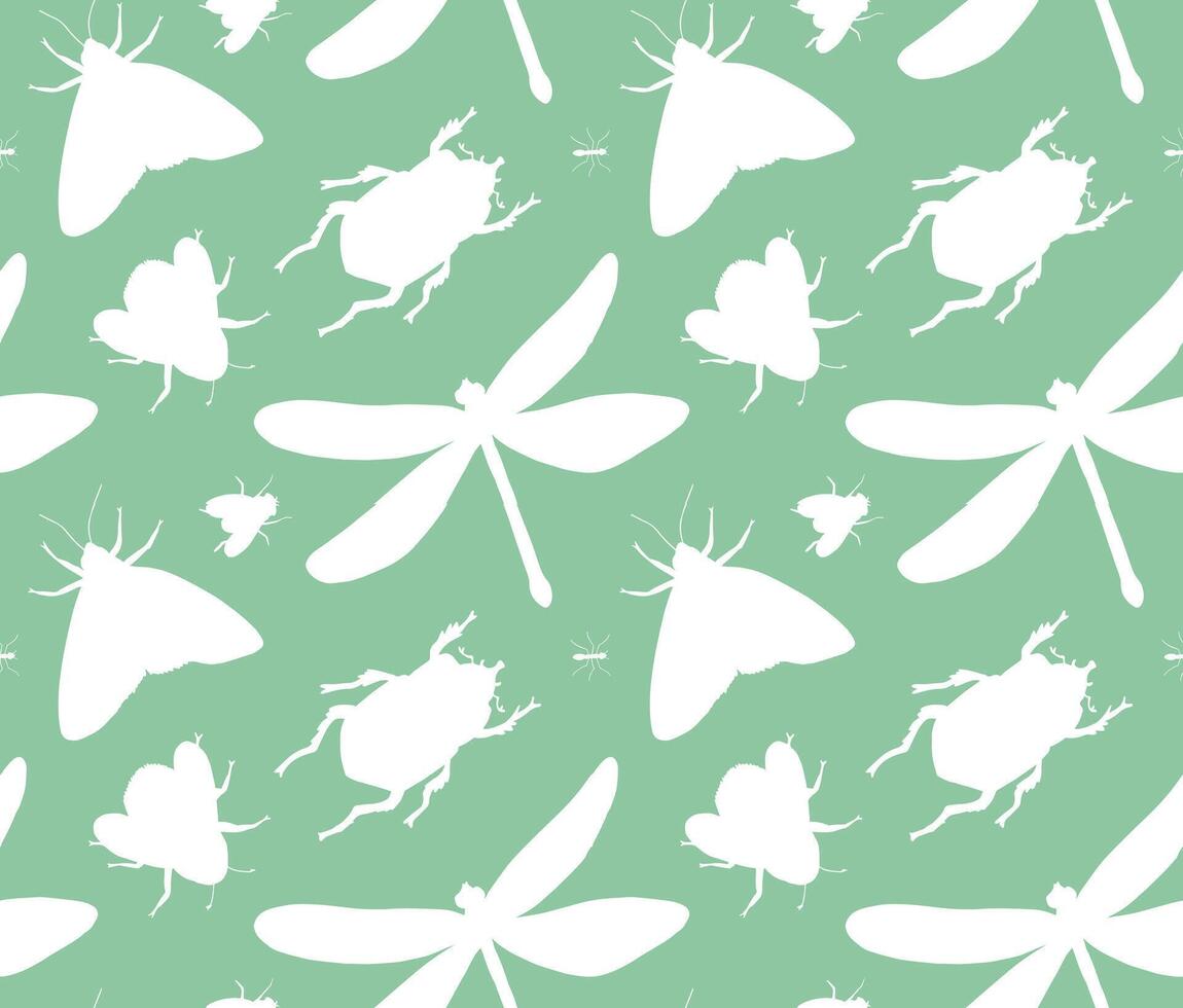 Seamless pattern of hand drawn insects vector