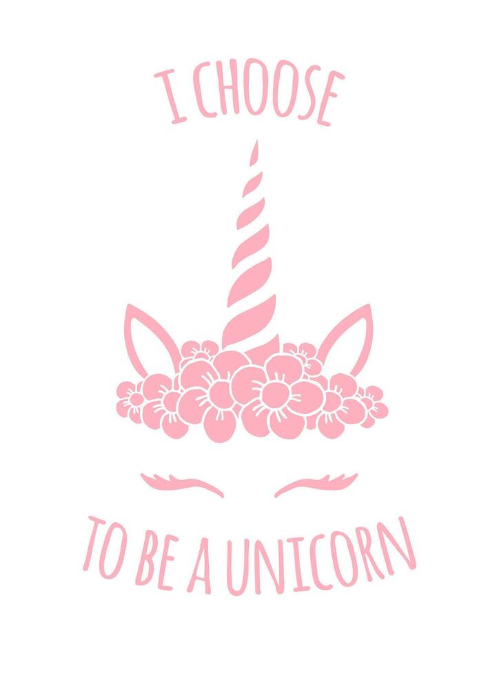 Hand drawn doodle unicorn with quote vector