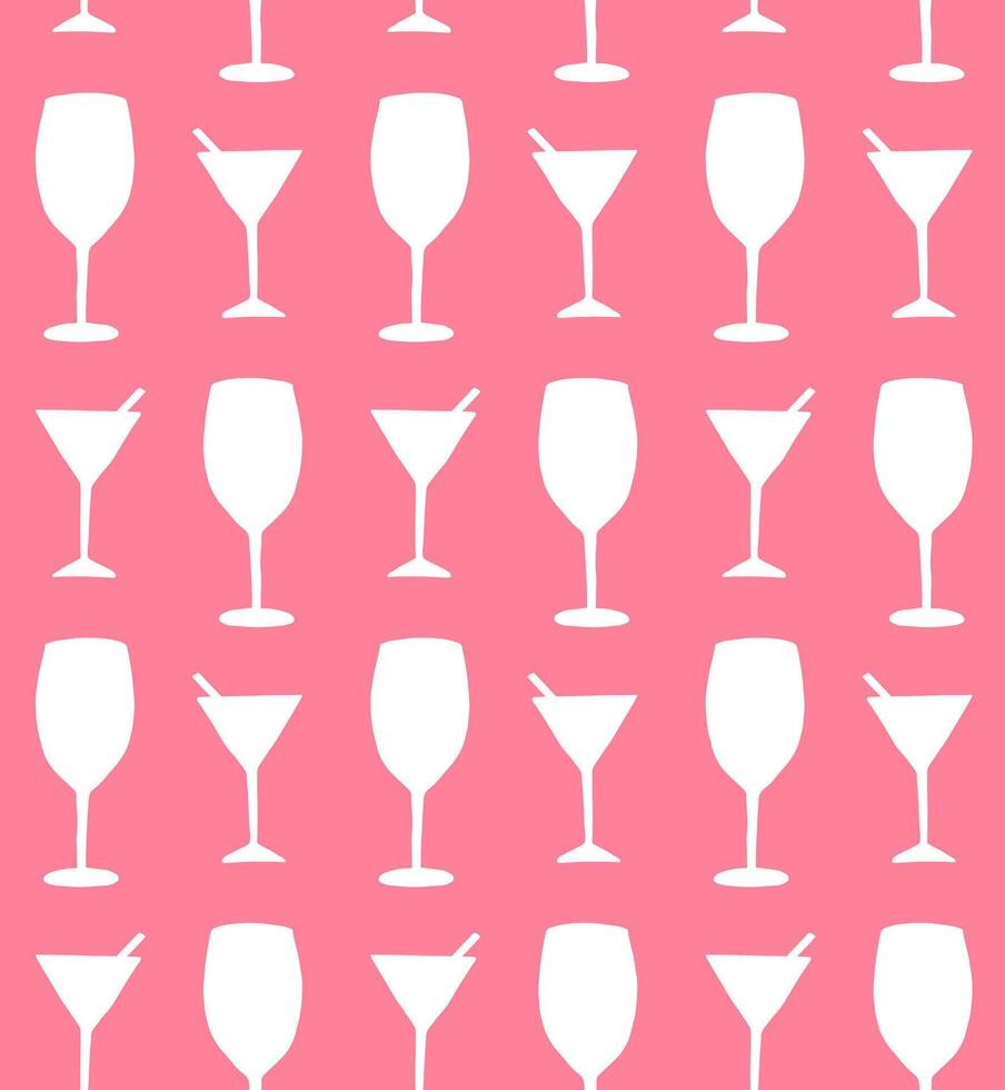Seamless pattern of martini and wine glass vector