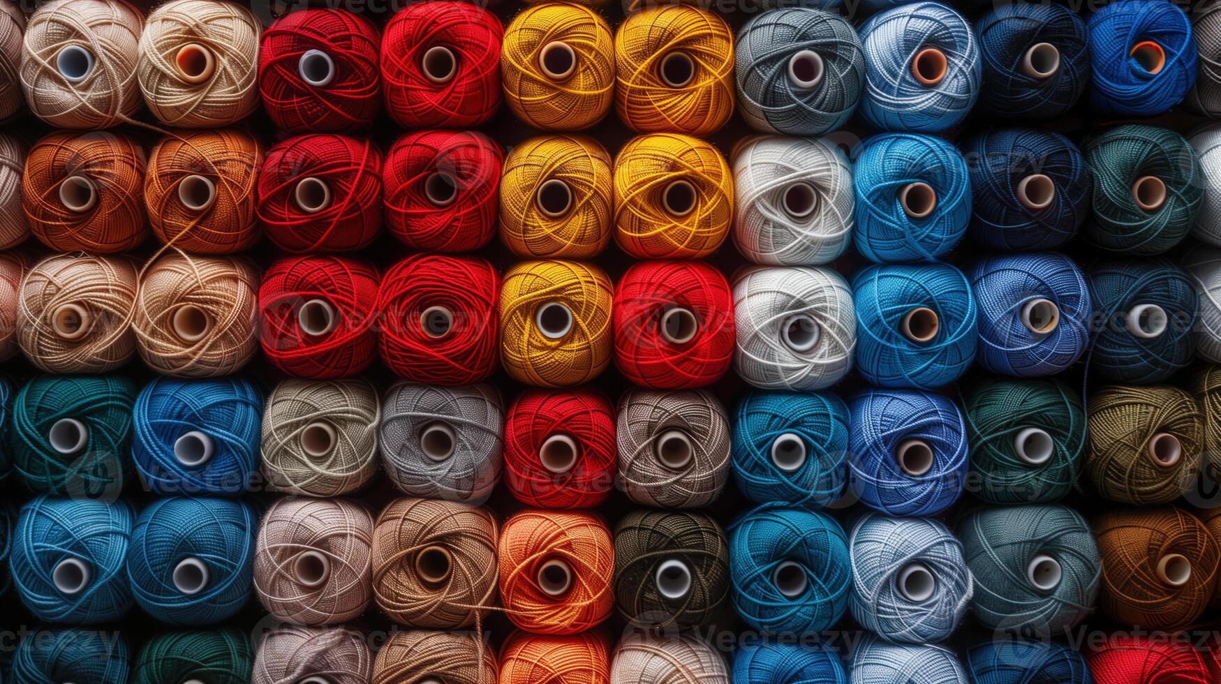 Multicolored yarn spools used in textile industry. Set of colored threads for sewing on coils. Pile of big colorful spools of thread. Colored thread spools of thread large class, textiles, back photo