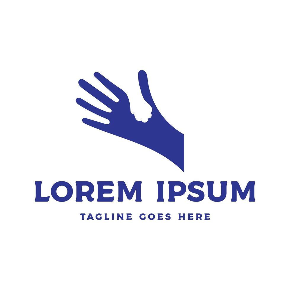 Simple Human and Cat Dog Hand Arm for Pet Care Clinic Veterinary Icon Logo Design vector