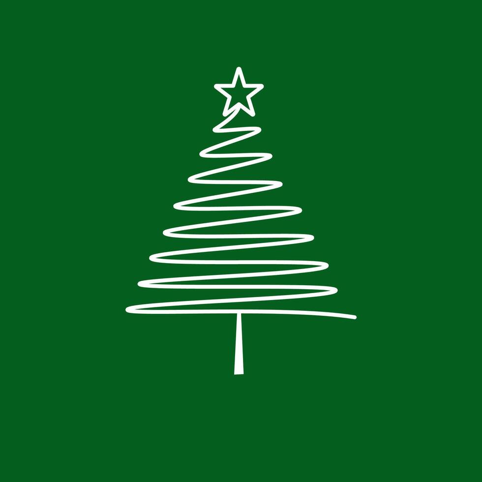 Christmas tree icon on green background. vector