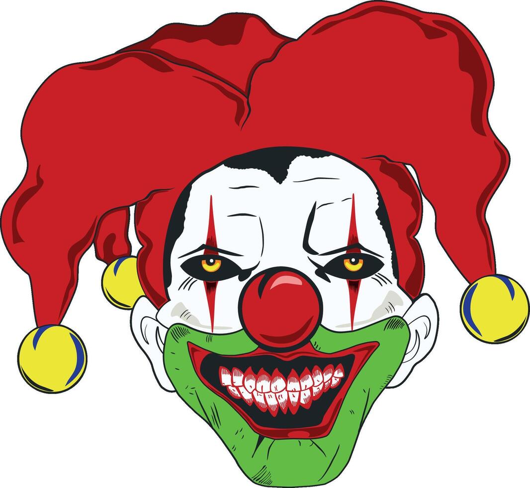 Horror clown with hat jolly vector