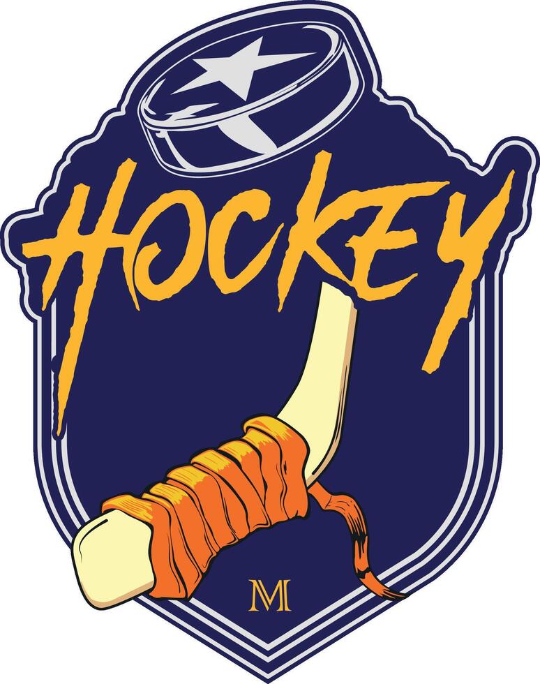 hockey emblem with stick and puck. vector