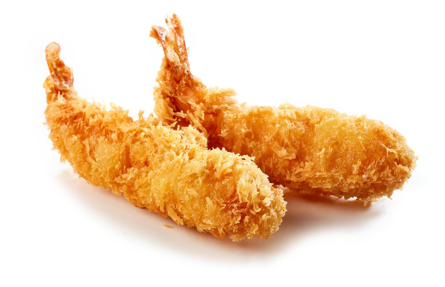 fried shrimps on white background photo