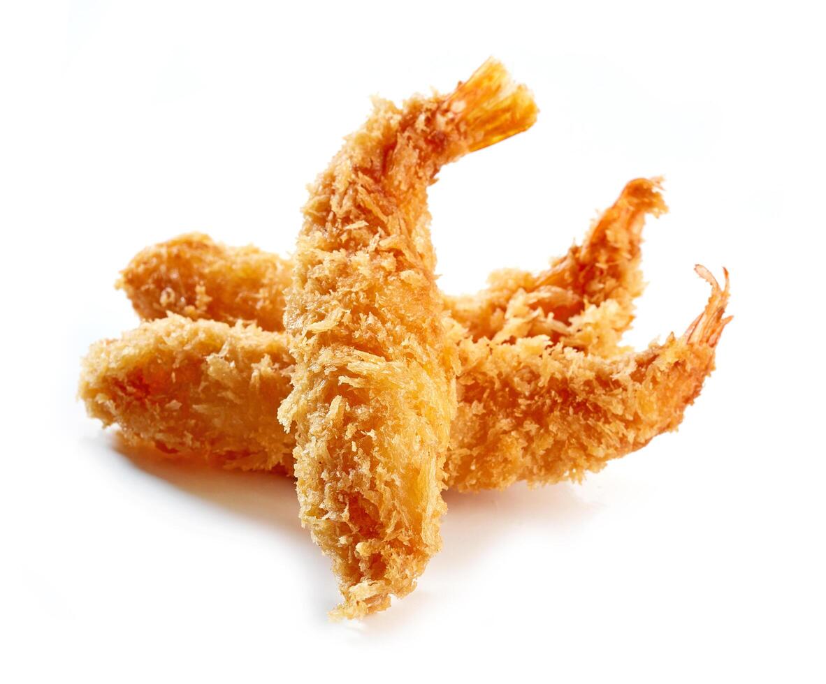 fried shrimps on white background photo