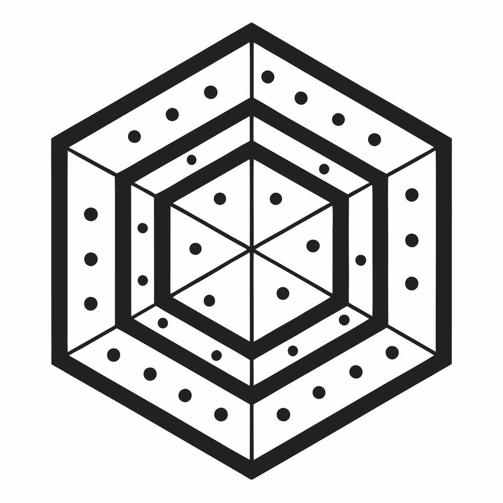 Stylized Hexagon Shape with Geometric Lines and Sans-Serif Typography vector