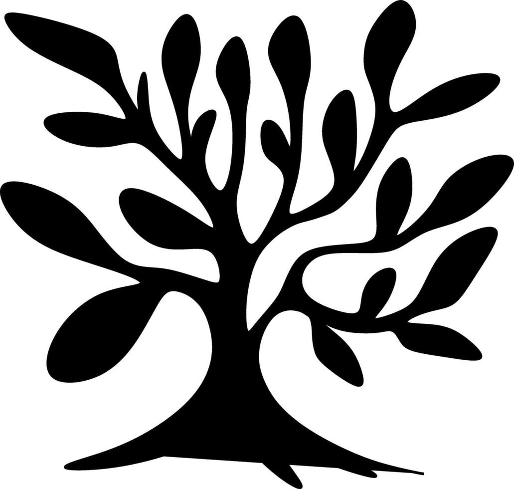 Silhouette of tree illustration in black and white vector