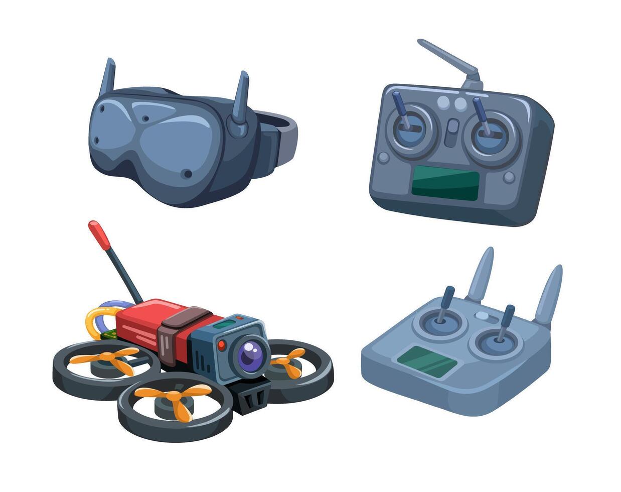 RC Drone Symbol Collection Set Cartoon Illustration vector
