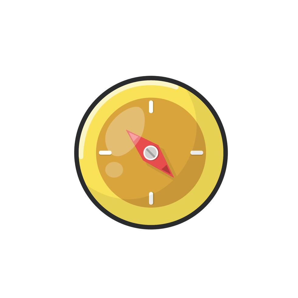 golden compass in outline flat design. vector