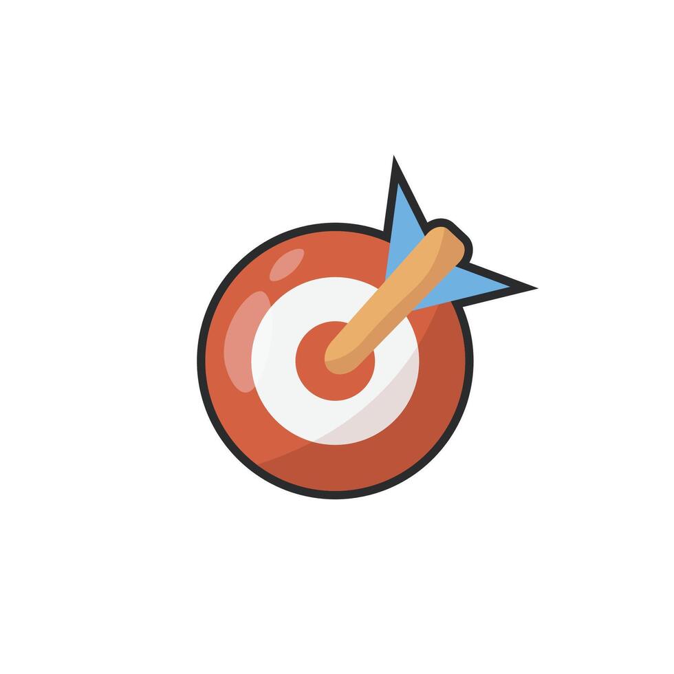 red target with arrow in outline flat design. vector