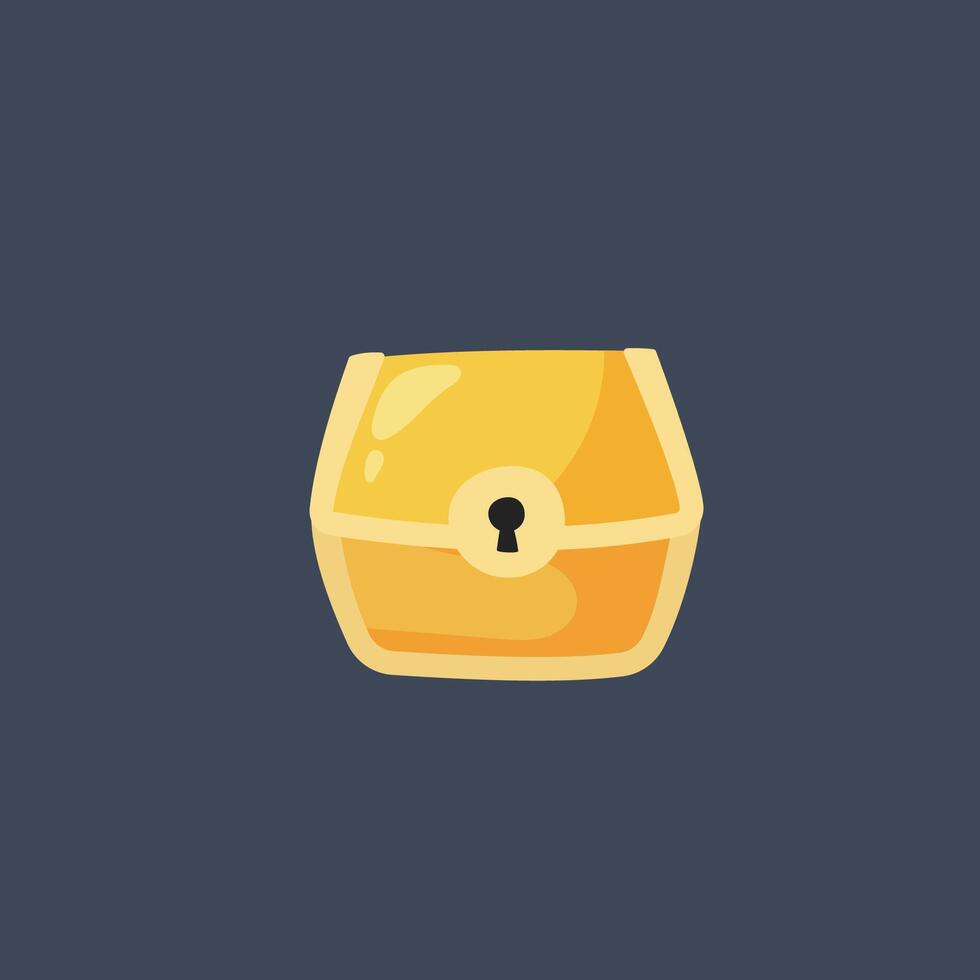 golden treasure box in flat design. vector
