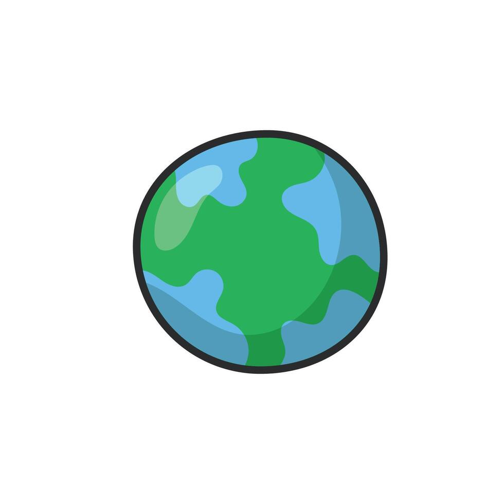 earth globe in outline flat design. vector