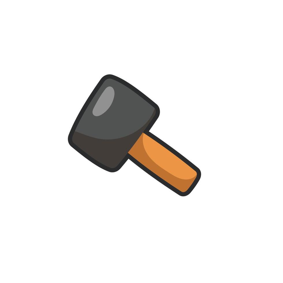 stone hammer in outline flat design. vector