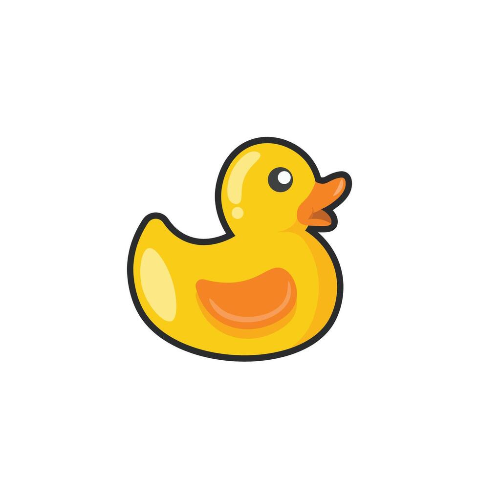 duck rubber in outline flat design. vector