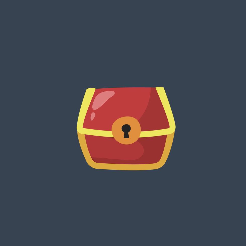 red treasure box in flat design. vector