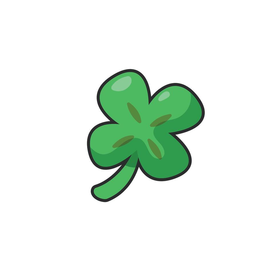lucky clover leaf in outline flat design. vector