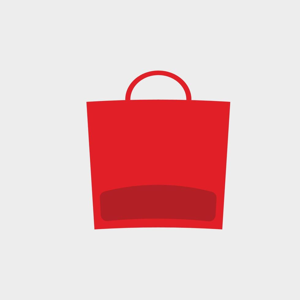 red blank shopping bag in flat design. vector