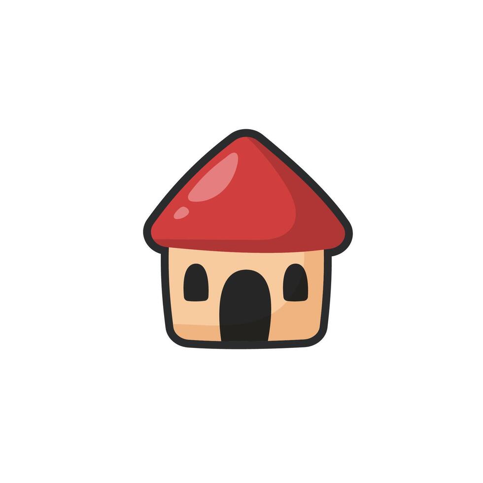 simple house in outline flat design. vector