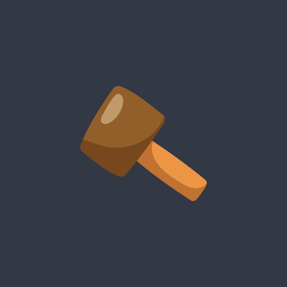wooden hammer in flat design. vector