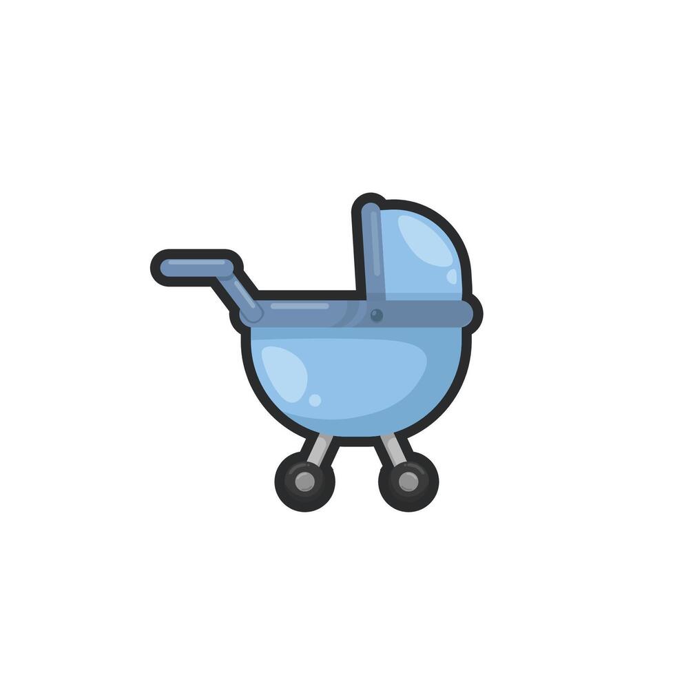 baby stroller in outline design. vector
