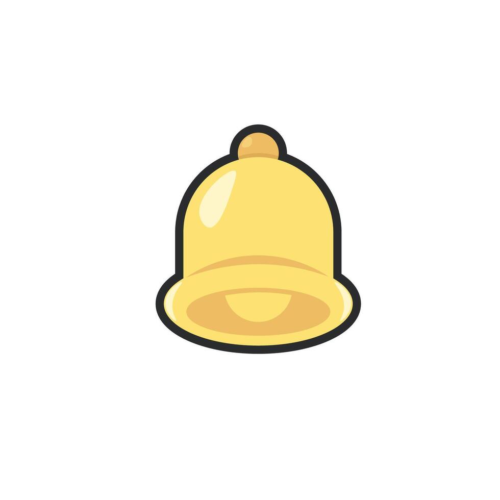 golden bell ring in outline flat design. vector