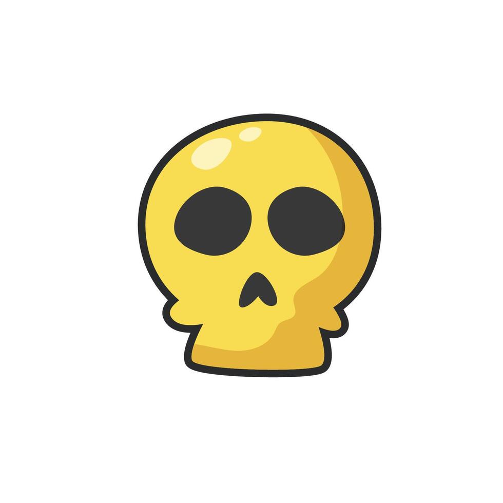 golden skull head in outline flat design. vector
